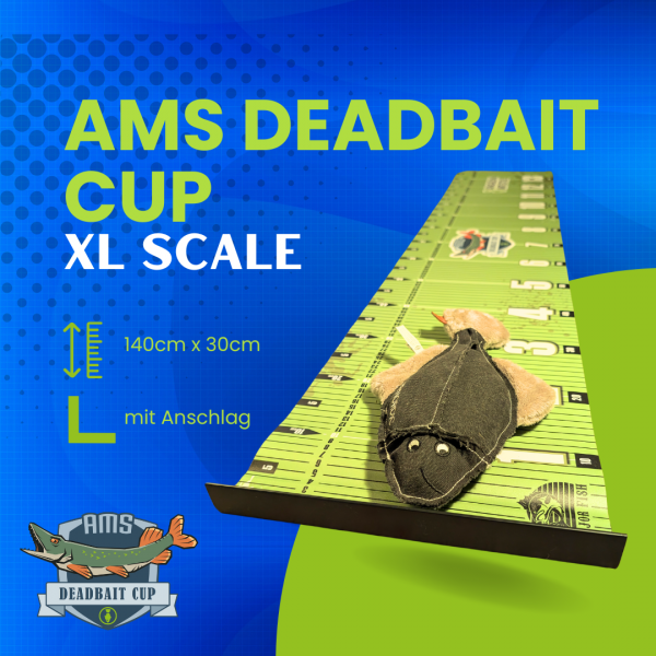 AMS Deadbait Cup XL Scale Fisch Maßband 140cm x 30cm mit Anschlag