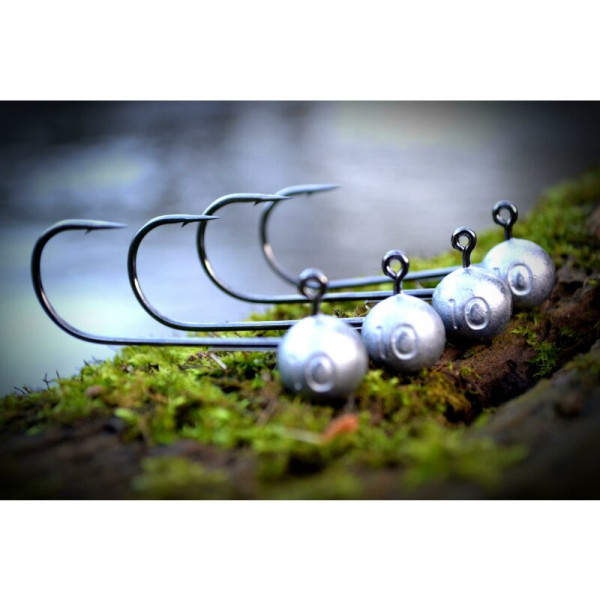 Major Fish Rundkopf Jig Haken / Jig Head - 3/0 mit Baitholder / Wire Keeper - 3 Stück