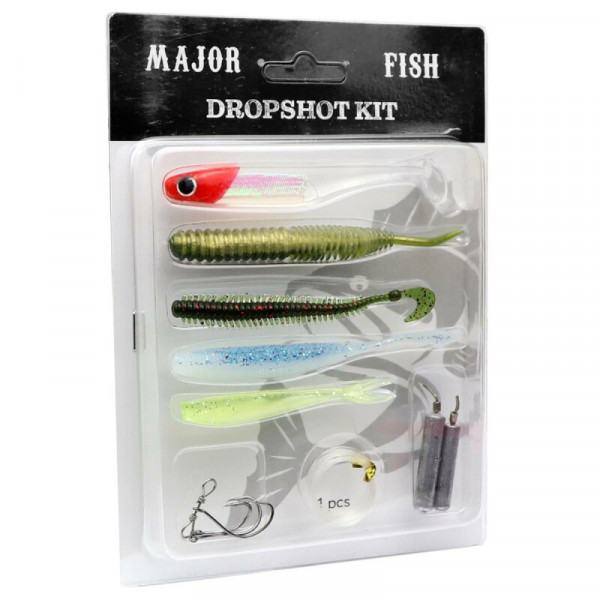 Drop Shot Kit 11-teilig - Köder Set DropShot für Barsch und Zander by Major Fish